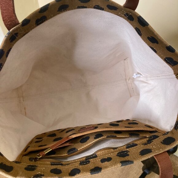 Madewell Canvas Transport Tote Painted Spots Leopard Print Sturdy Wear marks - Picture 9 of 13